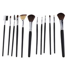 2014 Hot Sell Set of 12PCS Black Makeup Cosmetic Eyeshadow Eyeliner Powder Blusher Brush Kit Free
