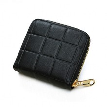 Coin Purses short women wallet Card holders Mini Small Purse Black Plaid Zipper Coin bag Girl student Pink Clutch wallet