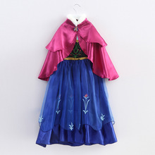 2015 Frozene Anna Princess Dress Christmas Children Clothing Girls Long sleeve Dresses and Red Cloak Baby