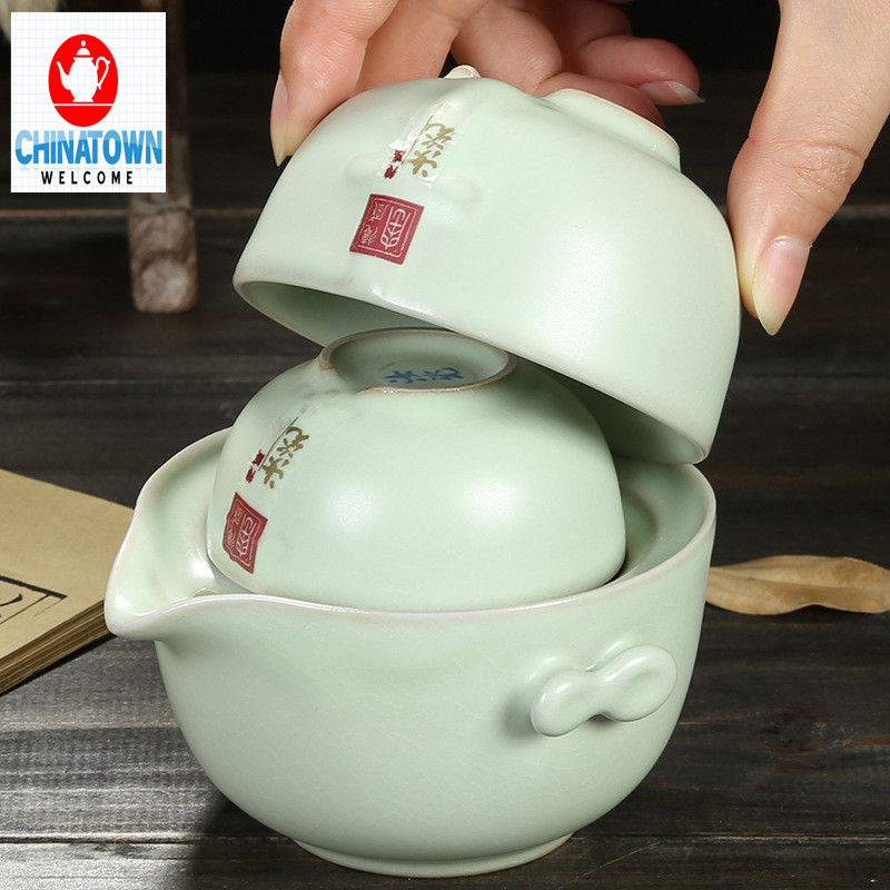 Porcelain 1 pot 2 cups Kung Fu Tea Set Quick Cup Tea Pot Gaiwan Ceramic TeaPot