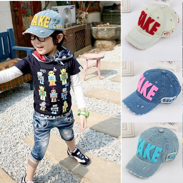 Fashion Embroidery Children Baseball Caps Baby Boys Girl Denim Baseball Cap Kids Summer Mesh Sun