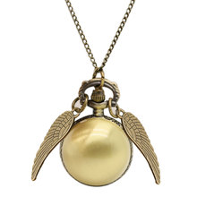 New Harry Potter Necklace 2016 Popular Drop Fine Jewelry Angel Wing Charm Golden Snitch Pocket Watch Men Vintage