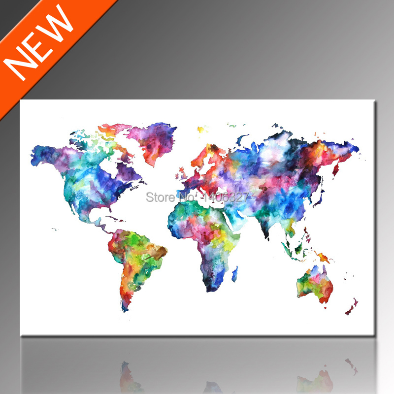 Free Shipping World Map Canvas Wall Art Classical Design Unframed