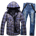 Free shipping Ski clothes jacket pants outdoor ski suit male thickening wear super warm waterproof windproof