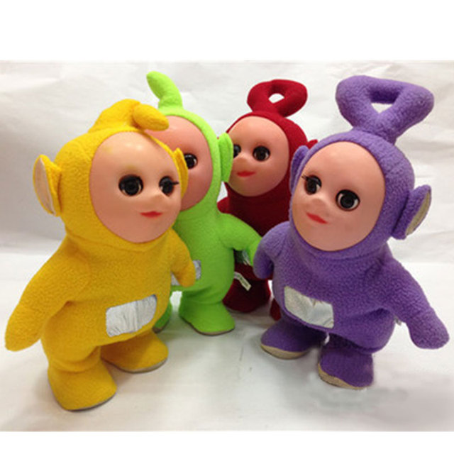 (1 шт.) 30 см Милый Прекрасный Телепузики Ходить Пение ТЕЛЕВИЗОР Tubbies Фигурку Игрушки 3D Куклы Дети Подарок Батарейках