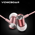 High Qyality Aluminum Magnet Headphones with Microphone In Ear Earphone Super Bass Fashion Rose Gold Silver