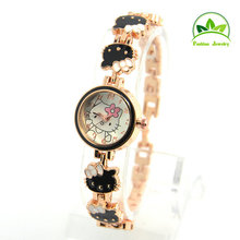 Hello Kitty Children Girl Wholesale Rose Gold women wristwatches ladies fashion quartz watch Women watches ,KT53