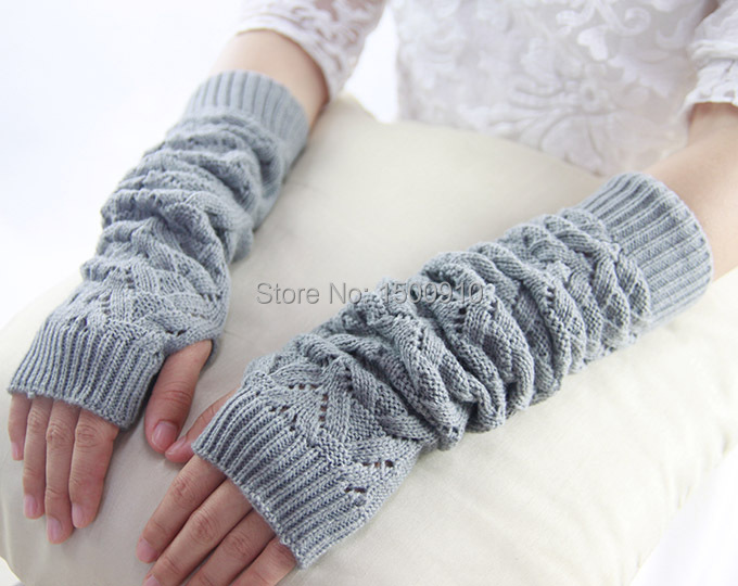 Aliexpress.com : Buy Gray Free Shipping Womens Acrylic Fingerless Gloves Over...