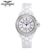 Origianl GUANQIN Top Brand Luxury Quartz Watch Waterproof Dress Lady Watches Relojes Mujer Women White Ceramic