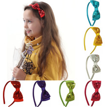 9 Color Cute Fashion Handmade Ribbon Hairbands Sequin Hair Bow For Baby Girls Boutique Hair Accessories