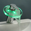 Freeshipping BAKAL banheiro Brass Chromed single handle sink faucet led color change waterfall glass torneira banheiro