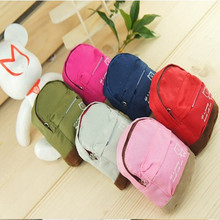 2015 new fashion kids children cute mini school back pack canvas coin pouch change purses wallet