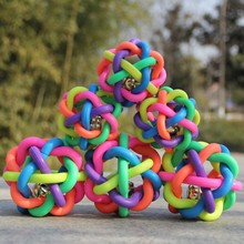 Pet Dog Colorful Bell Ball Toy Plastic knitted Ball Cat Toy Vocalization Rubber ball Toy Pet Products