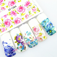 New 5 Sheets XF Nail Art Flower Water Tranfer Sticker Nails Beauty Wraps Foil Polish Decals
