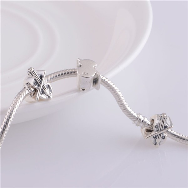 2014 Fashion Delicate Violin Charms 925 Sterling Silver Jewelry Charms 925 Fit European Style Bracelets Necklace (5)
