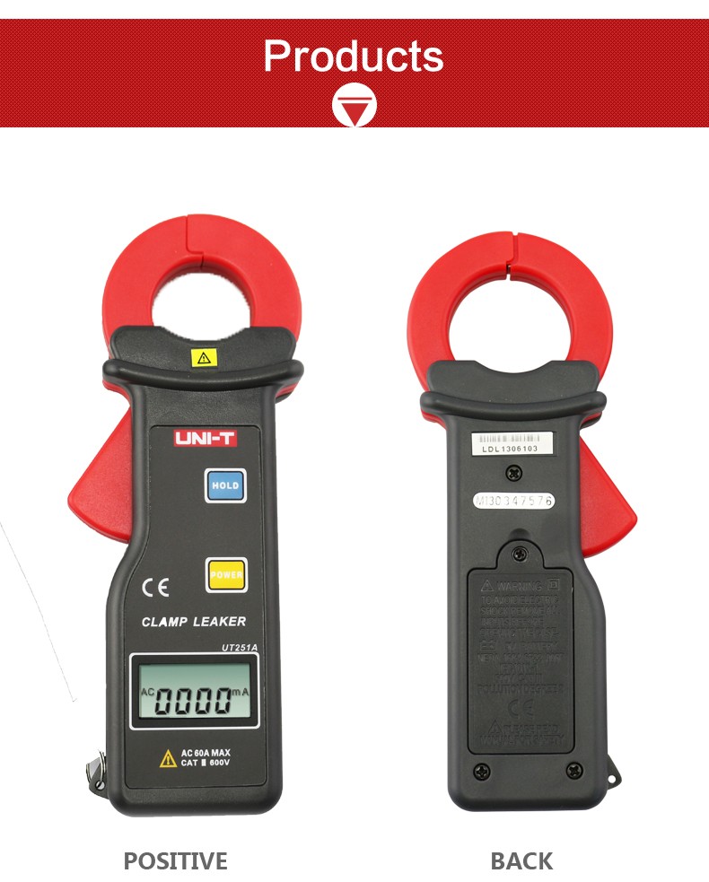 Description Picture 3 of itemUNI-T UT251A High Sensitivity Leakage Current Clamp Meters Auto Range Current Teaters LCD Display