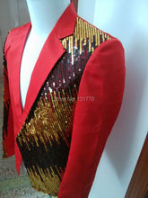 2015 men s Plus size ds dance stage costume for singer male slim paillette suit fashion