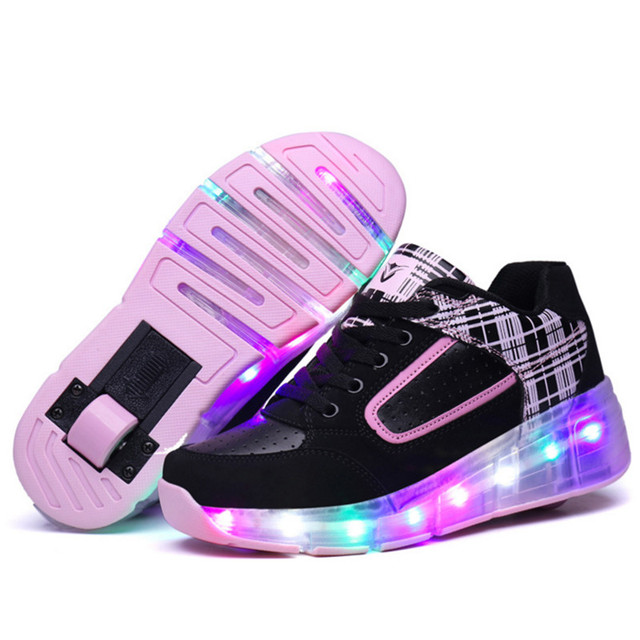 Размер 27-40 Световой Кроссовки Детей Свет Shoes Дети Роликовых Коньках Shoes Мальчики Light Up Shoes С колеса