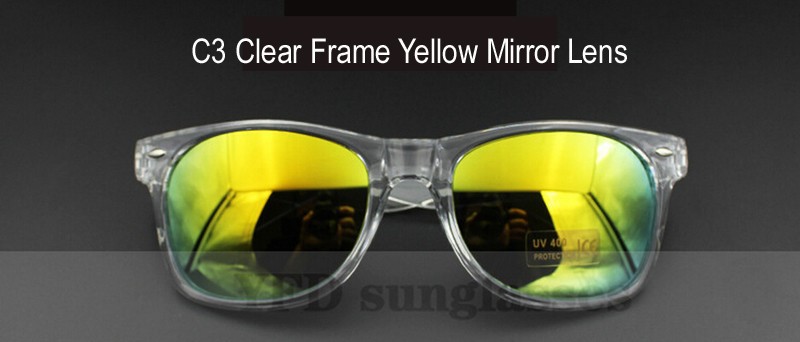C3 clear frame yellow mirror lens
