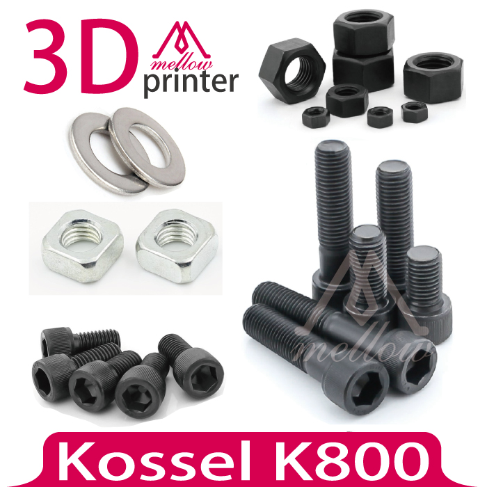 DIY Kossel K800 3D Printer Nuts Bolts Screw Full Kit machine screw hex nut lock nut
