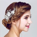 Lace Floral Wedding Accessories Bridal Hair Clip Comb Handmade Women Jewelry Crystal Pearl Headpiece Clips