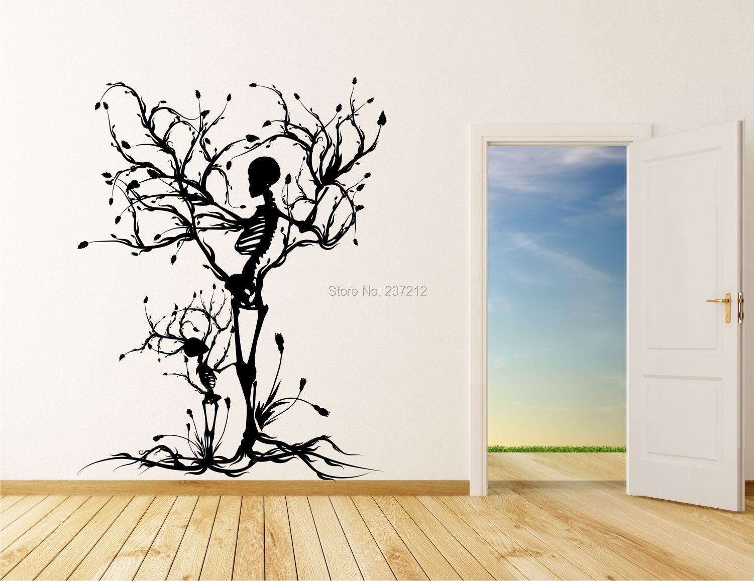 Free shipping Conceptual Tree Vinyl Wall Art / Stickers Decals skull tree Halloween wall stickers Transfers