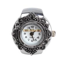 Moda creativo encantador de Ti plata pétalos de flores anillo de dedo del cuarzo WatchTL #8