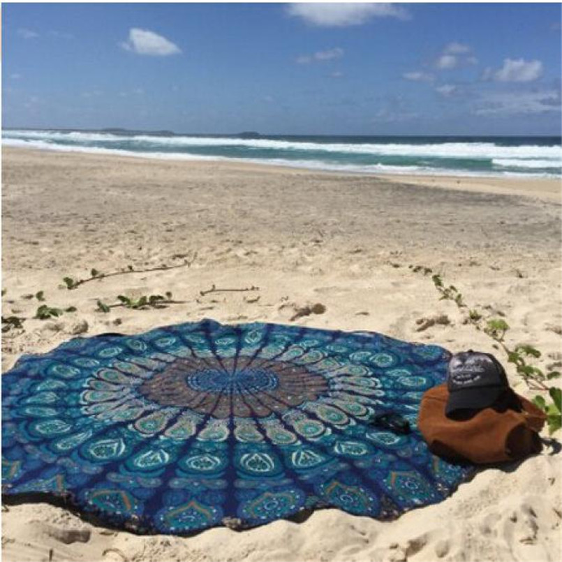 Hot Sell Round Beach Pool Home Shower Towel Blanket Table Cloth Yoga Mat Free Shipping