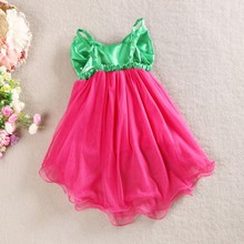 2016 2015 Baby Kids Girls Straps Big Bow Dress Organza Ruffled One Piece Formal Dress 2