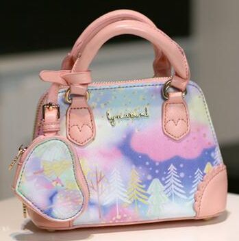 Mini bag clouds rainbow printing colorful painting cute sweet princess Lolita diagonal shoulder bag messenger bag