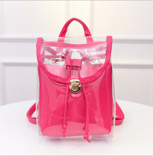 Free shipping 2015 new Summer Candy colored women bag transparent small double backpack Lovely Ladies small