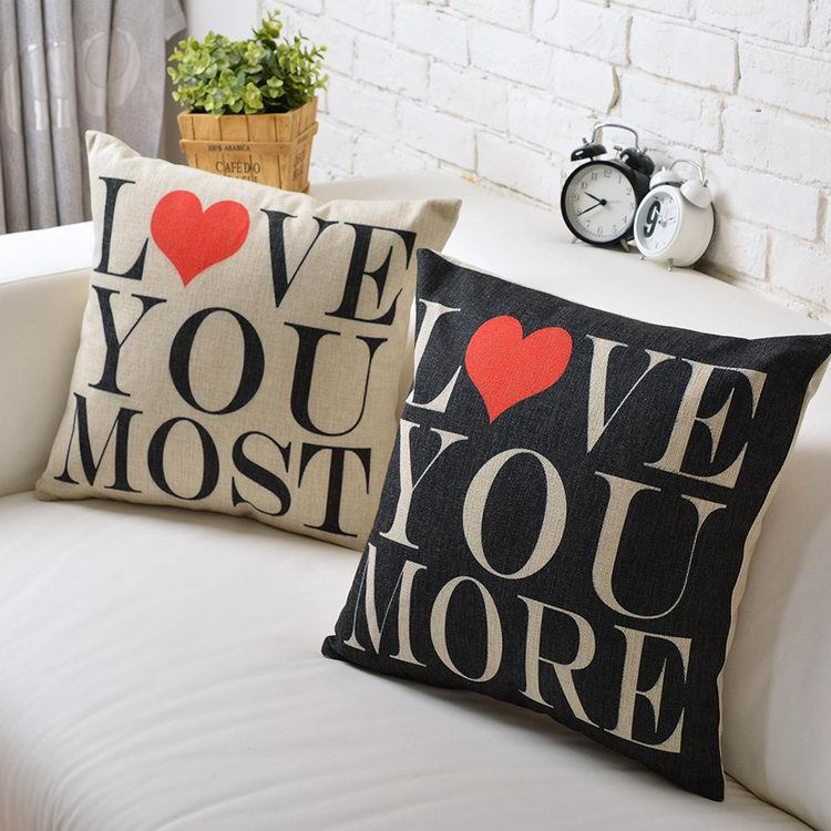 18/'/' Valentine/'s Day Cotton Linen Pillow Case Sofa Cushion Cover Home Decor