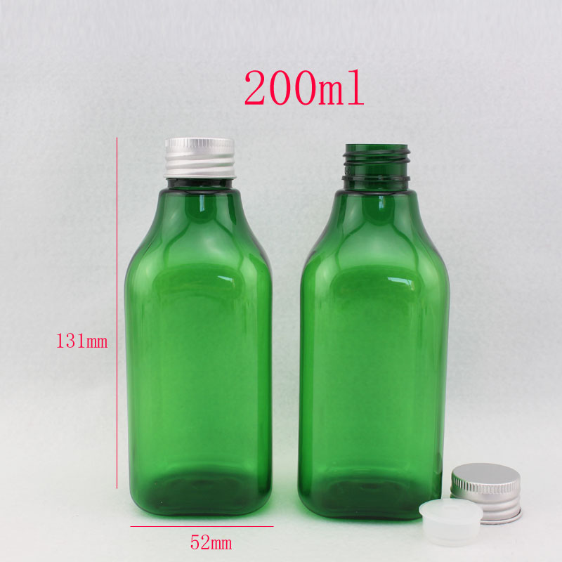 Free shipping -200ml green empty square bottles cosmetic containers, lotion bottles,DIY colored bottle plastic 200ml(20pc/lot)