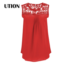 Women Blouse 2016 Women Tops Plus Size Casual Chiffon Blouse Lace Hollow Out Sleeveless O Neck Shirts Summer Tops Blusas 4XL 5XL