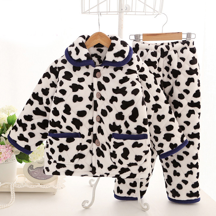 Winter thick Girls Homewear Kids Winter Pyjamas Fleece Pijamas Kids Indoor Clothing Boys Pajamas