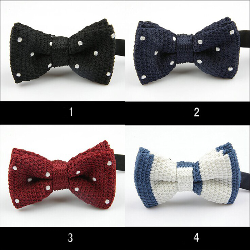 2014 New Men s Double deck Knitted Bow Tie Male Wedding Bowties Many Styles Pattern Butterfly