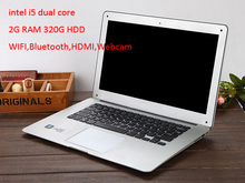13.3 inch Intel i5 Laptops Computer Notebook Windows 7/8 Dual Core 2G 320G HDD Wifi Bluetooth Webcam Laptop with Free Shipping