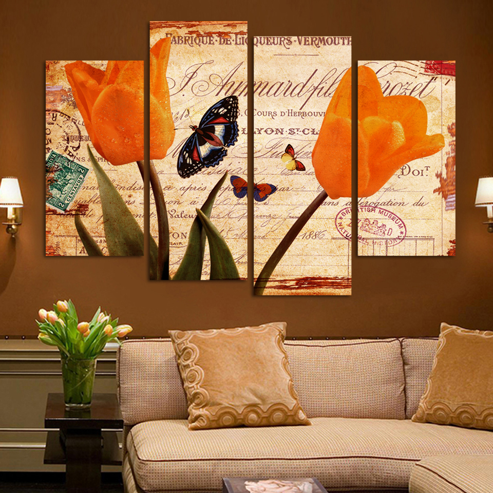 Achetez en gros toile peintures tulipe 3 pièces en ligne à ...