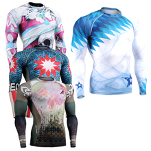 Long Sleeves Mens Skin Rash Guard Complete Printing Compression Shirts Multi-use Fitness GYM MMA Running Body Building Tops