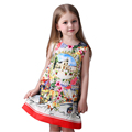 2016 summer Robe Fille Baby Girl Dress Rose Floral Pattern A Line Princess Dress Girls Clothes