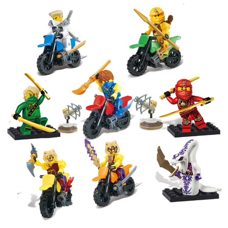 YG 8Pcs Ninja Motorcycle Kai Jay Zane Lloyd Minifigure Building Blocks Set Model Compatible Legao Bricks Education DIY Toys Gift