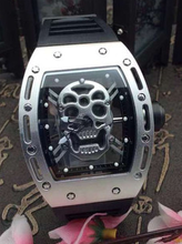 2016 Fashion Design human skeleton Men women watch Analog quartz Skull Watch Relojes Silicone Strap Tonneau case rm5201 watches