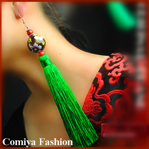Китайский этнический стиль винтажный лето марка длинная большие большой кисточка веревка серьги ручной работы pendientes для элегантный женщины