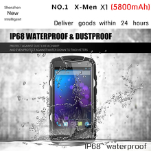 NO.1  X1 X-Men X men 5.0″ HD MTK6582 Quad core IP68 Waterproof Cell phone 1GB Ram 8GB Rom 13.0MP camera 5800mAh Dual sim GPS OTG