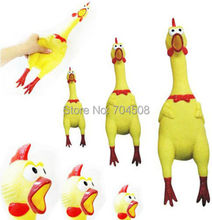 FD622 Yellow Screaming Rubber Chicken Pet Dog Toy Squeak Squeaker Chew Toy 17CM