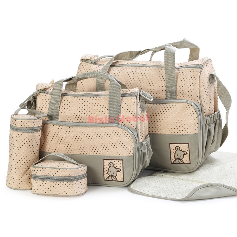 5PCSSet High Quality Tote Baby Shoulder Diaper Bags Durable Nappy Bag Mummy Mother Baby Bag Mom (6)