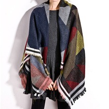 Women Checker Plaid Cape Shawl font b Tartan b font Wrap Winter Pashmina Outwear Chic Charming