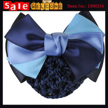 Satin Headband Bow Barrette Lady Hair Clip Cover Bowknot Formal Bank Hotel Office Stewardess Nurse Women Hair Jewelry Bun Snood