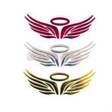 Free Shipping Angel Wing 3D car sticker Chrome Badge Emblem Decal,3 colors available New 3D Angel Fairy Wings Car Decal Sticker