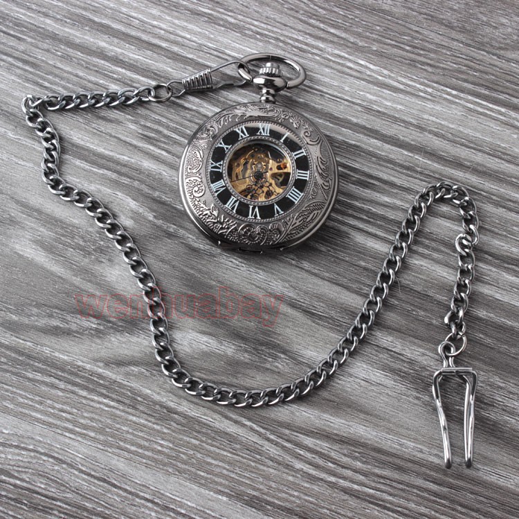 Classic Elegant Hand Wind Vintage Unique Retro Pendant Classic Steel Mechanical Pocket Watch P188